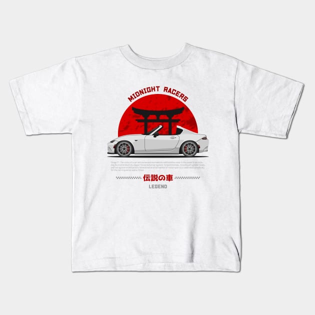 Tuner White ND Miata Roadster JDM Kids T-Shirt by GoldenTuners